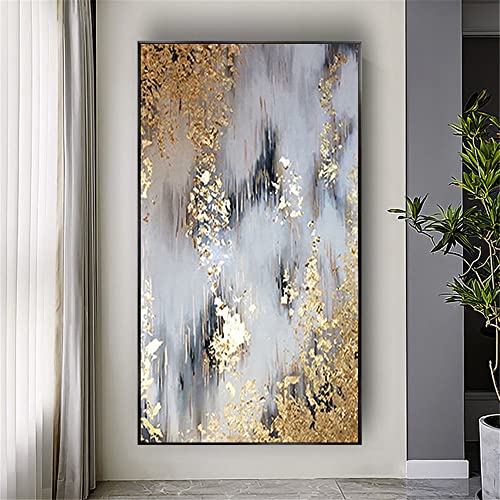 Tableau fait main abstrait or décoration murale texturée 3D