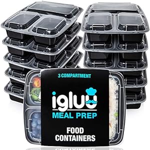 [10 Stuks] 3 Compartimenten BPA Vrij Herbruikbare Meal Prep Containers – Plastic Voedsel Bakjes met Luchtdichte Deksels…