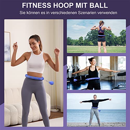 Foto von Sonkoloro Smart gewichteter Hula-Ring-Hoop-Reifen für Erwachsene, leiser Fitness-Reifen mit Ball, Fit-Hoop-Reifen in Übergröße 128 cm, digitale Kreis-Hoops mit Kalorienzähler, leiser Hoola-Hoop-Reife