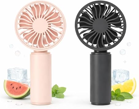 VanSmaGo 2 Pack Mini Handheld Fan, USB Rechargeable Portable Fan with 3 Speeds, Detachable Cover, Small Pocket Personal Fan for Women Makeup, Eyelash Extensions, Skincare and Office Desk