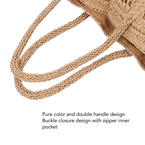 Straw Shoulder, Vintage Woven Straw Handbag Large Capacity Hollowed Out for Holiday 5