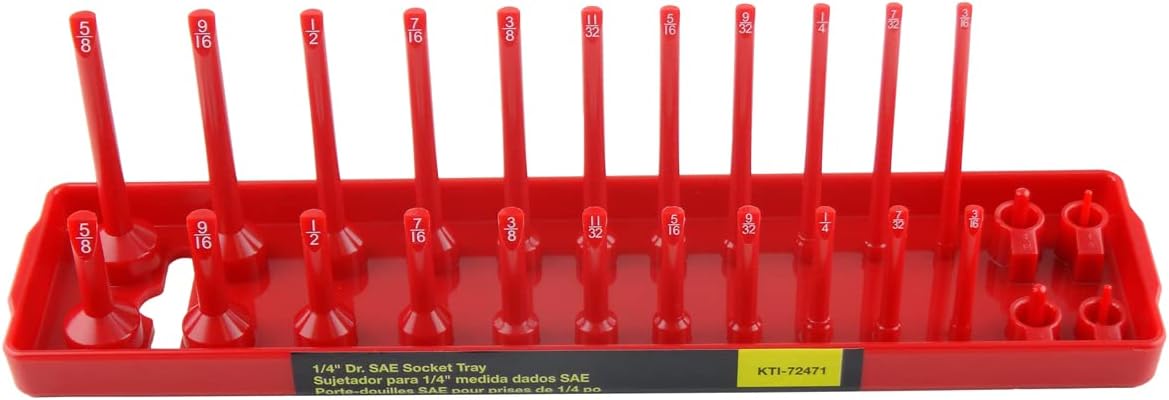 K Tool International Socket Holder 3/8 Inch Drive SAE Red