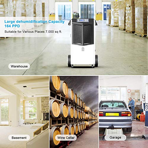Colzer 164 Pints Commercial Dehumidifiers With Continuous Drain Hose For Basements Warehouse Grow Room, Water Damage Restoration Dehumidifiers With 1.32 Gallon Water Reservoir - 20.5 Gallon/Day #TOP6