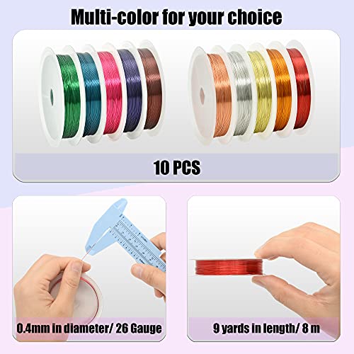 Gondiane 10 Rolls 26 Gauge Colorful Jewelry Wire Craft Wire for Beading & Jewelry Making Supplies - Thumbnail 2