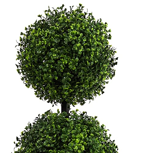 Image of Nearly Natural 36in Artificial Triple Ball Boxwood Topiary Tree - Indoor Outdoor Realistic Faux Greenery for Home Patio Office Decor, Low Maintenance