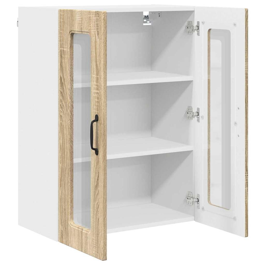 Küchenwandschrank Sonoma-Eiche 60x31x80 cm aus Holzwerkstoff mit 3 Regalen Modernes Design & Robustheit Langlebigkeit wandmontierbar für Küche Wohnküche Gastro