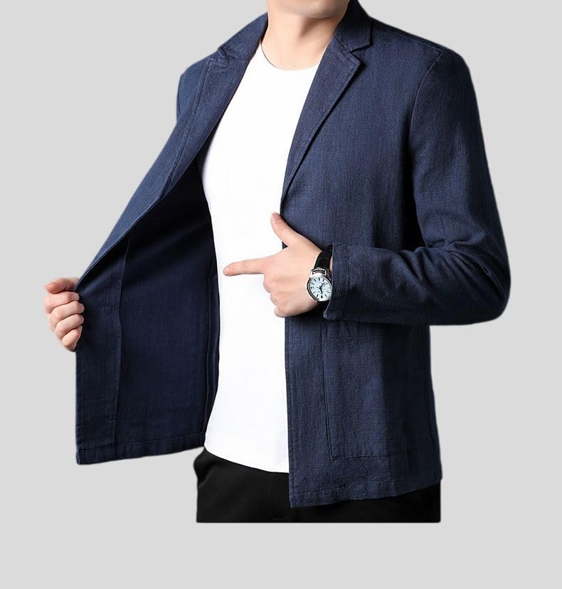 Blazer en lin homme coupe ample décontracté veste légère été - 7
