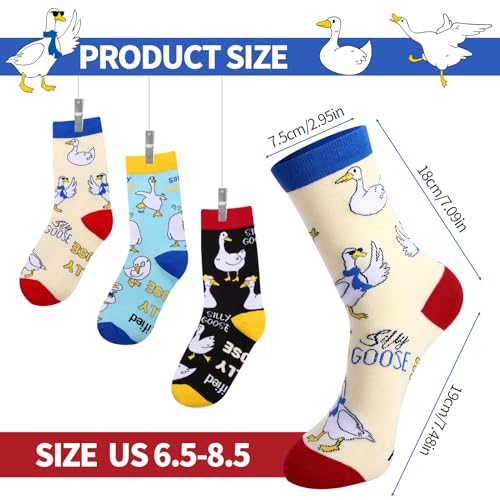 scenicamp 3 Pairs Silly Goose Theme Novelty Socks for Women — view 6