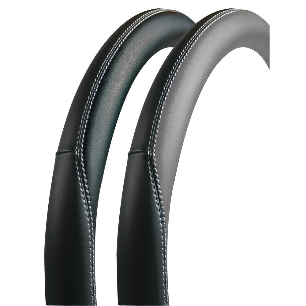 CG94 Coprivolante Universale In TPE Road Nero Con Ricamo Rosso - Adatto A Volanti 37-39 Cm, Morbido E Inodore
