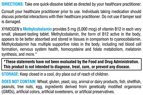 Xymogen Methylcobalamin 5,000 Mcg - Vitamin B12 Supplement In Small, Pleasant-Tasting Tablets - Supports Healthy Methylation, Neurological Health, A Healthy Immune System (120 Tablets) #TOP2