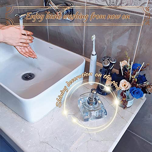 Lianglaoi Crystal Glass Soap Dispenser For Bathroom, Modern Decorative Hand Soap Dispenser With Rust Proof Stainless Steel Pump, Lotion Dispenser For Kitchen Hotel Club Ornaments-Clear Glass #TOP1