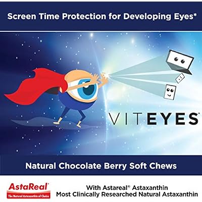 Viteyes Blue Light Defender Kids Vitamin Supplement Eye Protection from Harmful Blue Light Flavor Soft Chews, Chocolate Berry, 30 Count