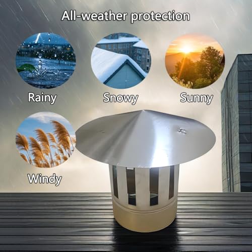 Chapeau de cheminée en acier inoxydable avec grille de toit - 4