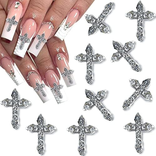 10 Stück Legierung Strasssteine Kreuz Nagel Charms Glitzersteine Nägel