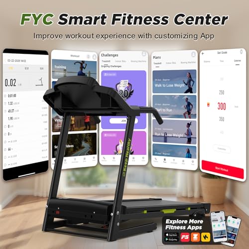 Image of FYC Folding Treadmill for Home with Incline 330lb Weight Capacity 3.5HP Portable Electric Treadmill with Bluetooth, 12 Preset Programs Exercise Running Machine Easy Assembly