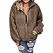 Teddy Jacke Damen Fleecejacke Dünne Langarm Outdoor Warm Teddy Plüsch Sweatjacke Herbst Winter