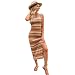 Boodtag Damen Sommer Strickkleid Strandkleid Lang Ärmellos Schlitz Bodycon Bohemian Sommerkleid mit Trägern Elegant Vintage UK Damen Strick Gestreiftes Kleid für Strandparty, Orange, L