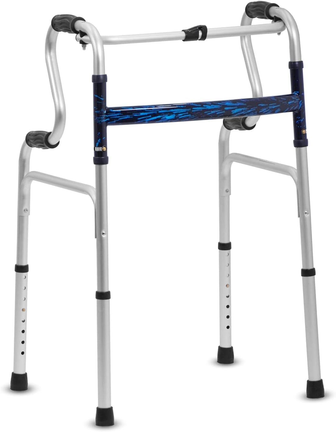 - Premium Imported Light weight Aluminum Height Adjustable Folding Step-up Walker - Silver