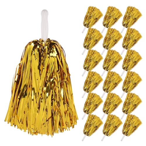 Pompons de cheerleading lot de 24 maniables dorés à poignée droite et rubans légers 25g