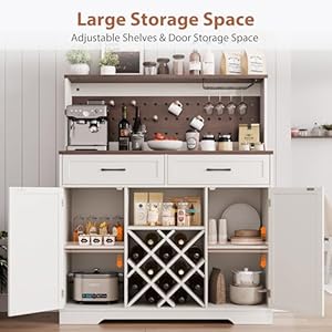 Farmhousecoffeebarstationcabinetwithledlightandpoweroutletsideboardbuffetcabinetswithadjustableshelveswoodcoffeebartablewithwineandstorageforlivingroomwhite Urban Country Home Decor Farmhouse coffee bar station cabinet with led light and power outlet sideboard buffet cabinets with adjustable shelves wood coffee bar table with wine and storage for living room white urban country home decor