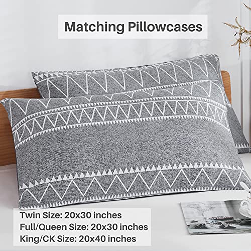 Atarashi Queen Reversible Comforter Set 3 Pcs All Season Bed Set Gray Boho Comforter With 2 Pillow Shams (Queen,90X90Inches) #TOP5