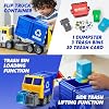 JOYIN Large Friction Powered Garbage Truck Toy Set, Includes 1 Dumpster, 3 Trash Bins, and 30 Learning Cards for Kids, Blue