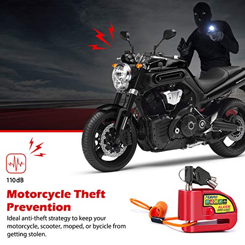 image for Tchipie Disc Brake Lock Motorcycle Alarm with 110db Alarm Sound, Theft
