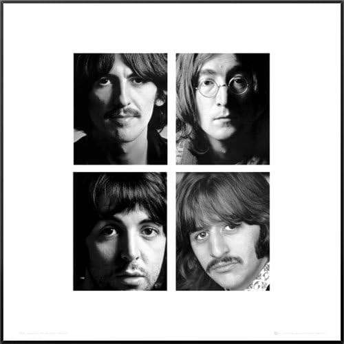 POSTER STOP ONLINE The Beatles - Framed Art Print/Poster (The White Album/John, Paul, George & Ringo) (Size 16" x 16")