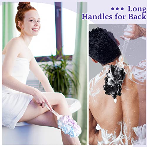 10 Pieces Loofah Back Scrubber And 60G Bath Sponge Shower Loofahs Loofah On A Stick Long Handle Back Brush Soft Mesh Poufs Exfoliating Shower Pouf Body Scrubber For Men Women #TOP4
