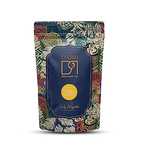 Image of Dabri Kashmiri Kahwa Green Tea 100 gm Pouch|Natural Ingredients & Original Flavour of kesar |Blended with Saffron, Almonds, Spices | Fastens Metabolism, Improves Digestion & Blood Circulation
