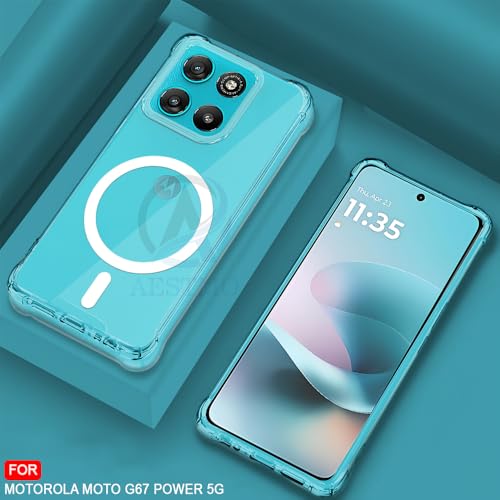Image of AESTMO Clear Back Cover for Motorola Moto G67 Power / G57 Power 5G | 360 Protection | Transparent Back Cover (PC + TPU, Compatible with MagSafe Accessories, Transparent Bumper)