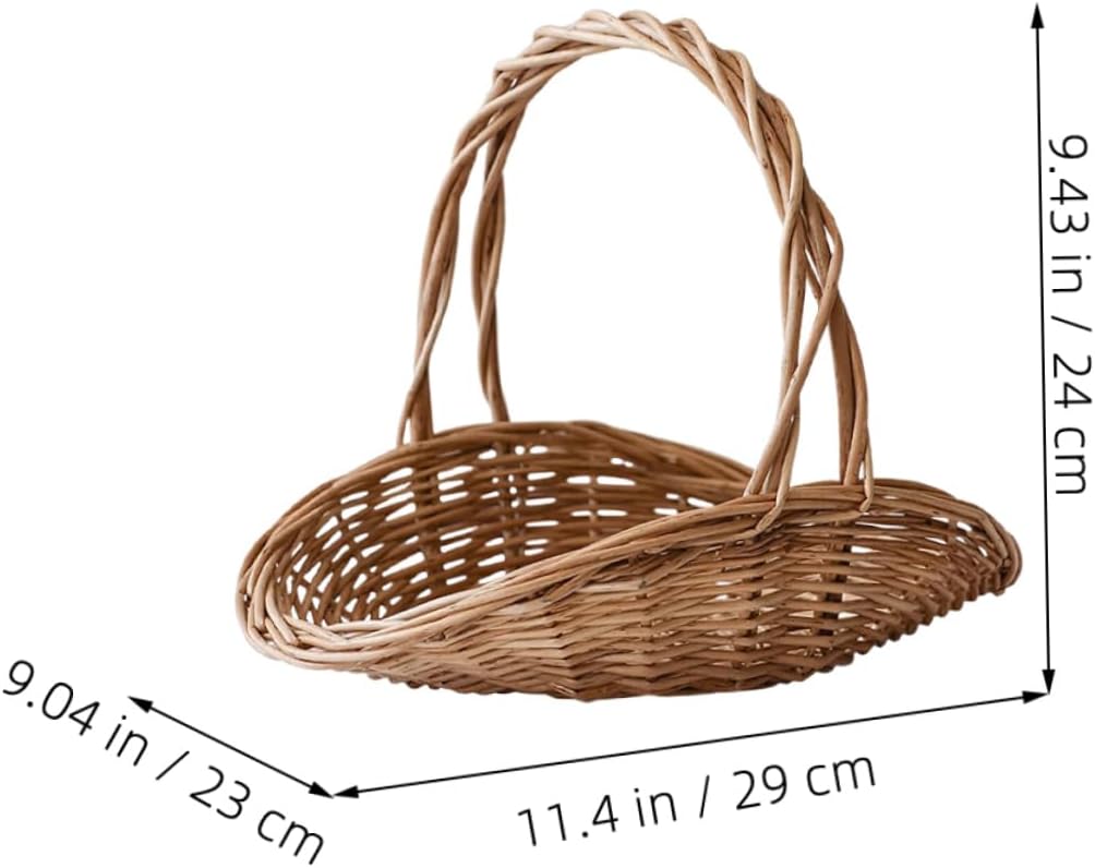 Toddmomy Handwoven Rattan Picnic Basket Multi-purpose Woven Garden Holder for Vegetables Fruits and Flowers Spacious and Portable Outdoor Storage Elegant Design