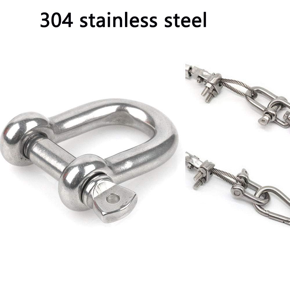 Produktbild von 10x M6 D-Ring Schäkel Aus 304 Edelstahl – Gerade Kurzform, Robust, Rostfrei, Für Ketten, Seile & Takelage (243 G)