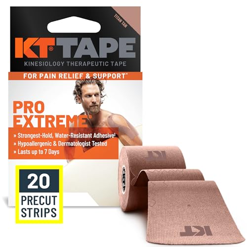 Image of KT Tape Pro Extreme Therapeutic Elastic Kinesiology Sports Tape, 20 Pre Cut 10 inch Strips, 100% Synthetic Water Resistant Breathable, Pro & Olympic Choice
