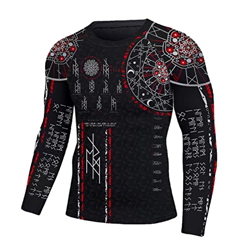Viking Compression Shirt Long Sleeves Baselayer Skins Performance Fit Rash Guard MMA BJJ Stretchable Fabric