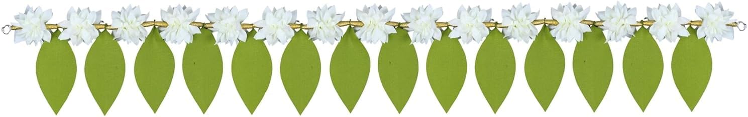 JVNX Green Leaf Flower Toran for Main Door, Reusable Handmade Thoran for Mandir & Living Room Décor, Festival Door Hanging, Home & Office Decoration (41x7 inch)