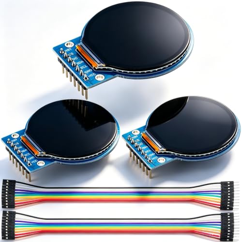 MTDELE 3Pcs TFT LCD Display Screen Round 1.28 Inch 240x240 7 Pin SPI
