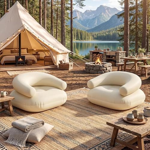 Sofá inflable de camping ergonómico para evitar dolores de espalda con asiento plegable autoinflable 8