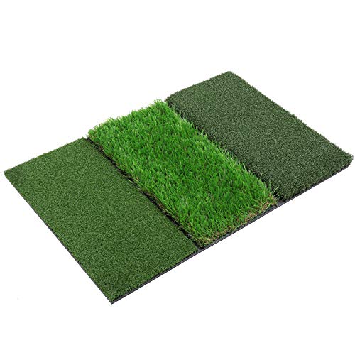 SkyLife Tri-Turf/Dual-Turf Golf Hitting Mat 16'' x 25'', Driving Chipping Putting Training Aids for Backyard Home Garage Outdoor Practice with TEEs (Tri-Turf (16'' x 25''))