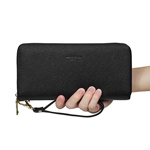 Wozeah Women's Rfid Blocking Pu Leather Zip Around Wallet Clutch Large Travel Purse (Black) #TOP3