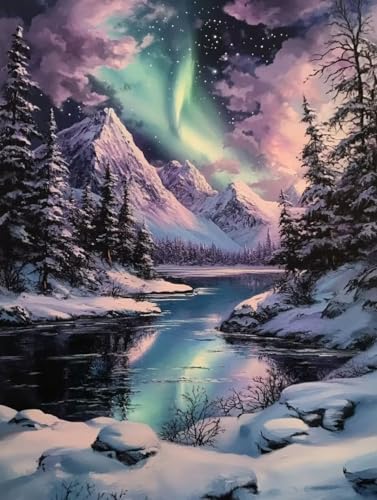 Diamond Painting Montagne Hiver Kit Complet Broderie Diamant 70x95cm YJ-115
