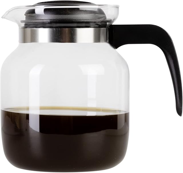 Wenco Szklany dzbanek do kawy premium z pokrywką z tworzywa sztucznego, 1,25 l, przezroczysty, czarny (wersja 2021)