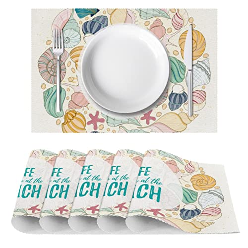 Sets de table coquillage conque de plage chic et durables de format 30,5 x 45,7 cm