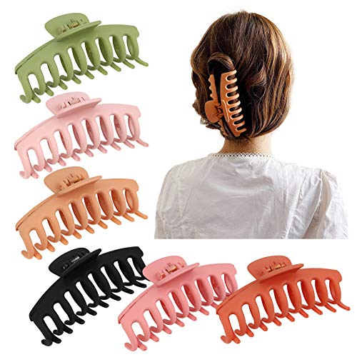 6Pcs Hair Claw Clips for Women Thick Hair Large Hair Clips Nonslip Claw Clips Strong Hold for Girls Thin Hair Short Hair Long Hair Accessories 4.3 Inch 6 Color
