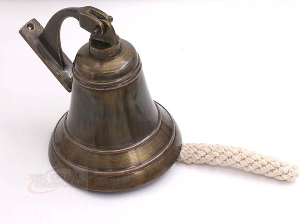 6" Solid Brass Bell Quality Marine Wall Mounted Ship Old Antique Finished Hanging Bell Perfect for Outdoor, School, Bar, Reception, Last Order & Church by The Metal Magician