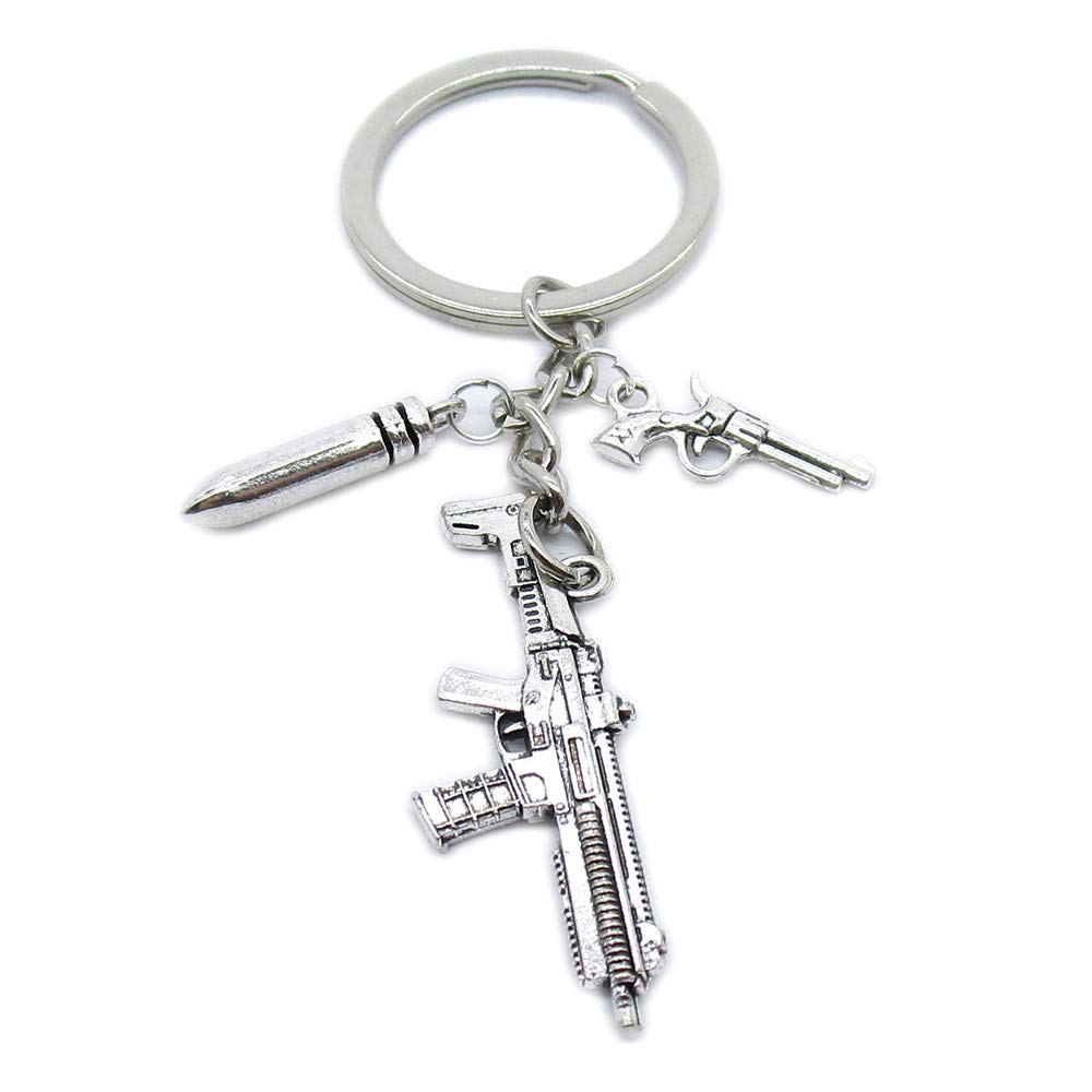 20 Pieces Keyring Keychain Wholesale Suppliers Jewelry Clasps BT4666 Rifle Automatic Bullet Gun Revolver Pistol
