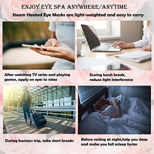 Steam Eye Mask, 10 Packs Self Heated Eye Mask Warming Eye Mask for Dry Eyes Fatigue Puffy Dark Circles Disposable Sleep Eye Mask Relieve Eyestrain Headache Eliminate Eye Pattern- Rose