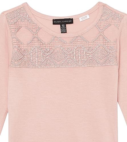 Image of Silver Jeans Co. Girls' Crew Neck Long Sleeve Knit Top with Lace Details