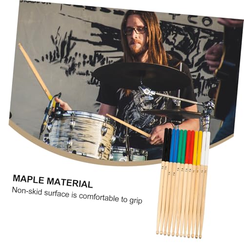 6 pares de baquetas de madera para batería, con agarre antideslizante y superficie lisa, accesorios para instrumentos de percusión manual miniatura 3