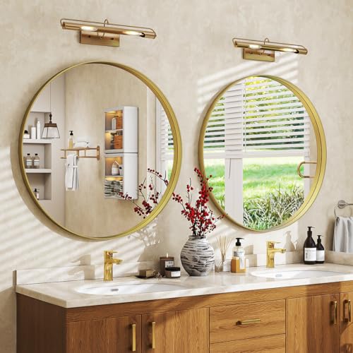 Koonmi runder Wandspiegel 76 cm, tiefer Metallrahmen, Gold – Ansicht 3